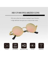 Goggle Gothic Retro Round Circle Steampunk Polarized Sunglasses for Men Women - Gold Frame/Pink Lens - C118N02TLUS $18.40
