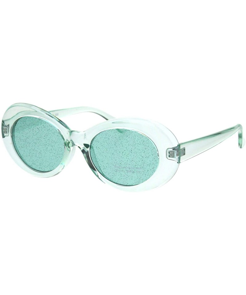 Oval Glitter Lens Sunglasses Glasses Womens Vintage Oval Translucent Frames - Mint (Mint) - C318R2ZCZ98 $12.75