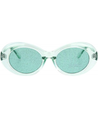 Oval Glitter Lens Sunglasses Glasses Womens Vintage Oval Translucent Frames - Mint (Mint) - C318R2ZCZ98 $12.75