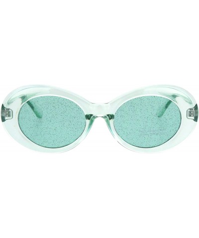 Oval Glitter Lens Sunglasses Glasses Womens Vintage Oval Translucent Frames - Mint (Mint) - C318R2ZCZ98 $12.75