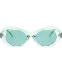 Oval Glitter Lens Sunglasses Glasses Womens Vintage Oval Translucent Frames - Mint (Mint) - C318R2ZCZ98 $12.75