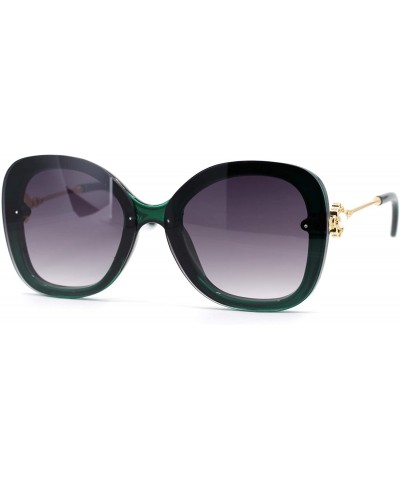 Butterfly Womens Pearl Brooch Jewel Hinge Designer Fashion Sunglasses - Green Smoke - CM18UDMGU6O $23.27