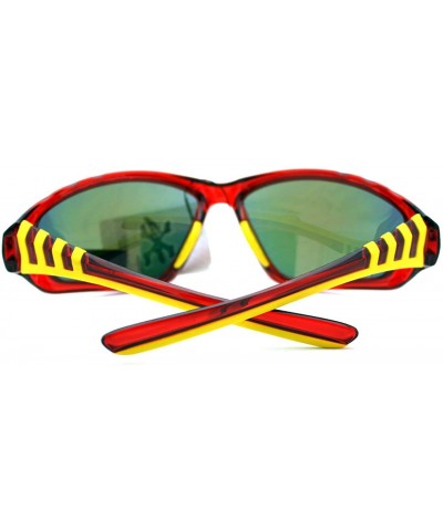 Wrap Sports Sunglasses Oval Wrap Around Unisex Frame Rubber Nose - Red - CD123VRTEPR $8.69