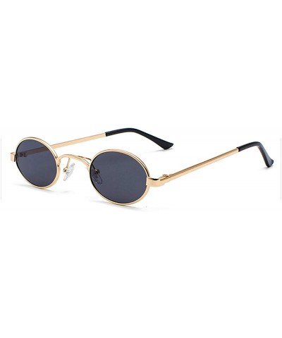 Goggle Tiny Oval Sunglasses Men Small Frame Vintage Women Sun Glasses Retro Round Decoration - Gold With Black - CH197Y7D6ND ...