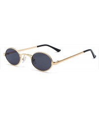 Goggle Tiny Oval Sunglasses Men Small Frame Vintage Women Sun Glasses Retro Round Decoration - Gold With Black - CH197Y7D6ND ...