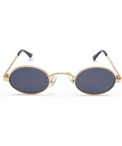 Goggle Tiny Oval Sunglasses Men Small Frame Vintage Women Sun Glasses Retro Round Decoration - Gold With Black - CH197Y7D6ND ...