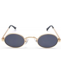 Goggle Tiny Oval Sunglasses Men Small Frame Vintage Women Sun Glasses Retro Round Decoration - Gold With Black - CH197Y7D6ND ...