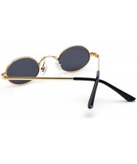 Goggle Tiny Oval Sunglasses Men Small Frame Vintage Women Sun Glasses Retro Round Decoration - Gold With Black - CH197Y7D6ND ...