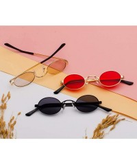 Goggle Tiny Oval Sunglasses Men Small Frame Vintage Women Sun Glasses Retro Round Decoration - Gold With Black - CH197Y7D6ND ...