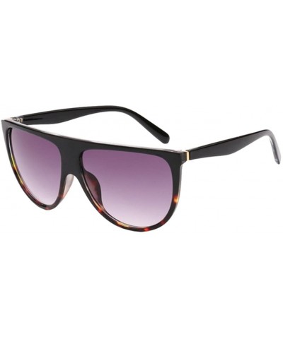Oversized Women Oversized Vintage UV400 Sunglasses Ladies Thin Shadow Glasses - Black Leopard - CW182Q7UEZ6 $18.20