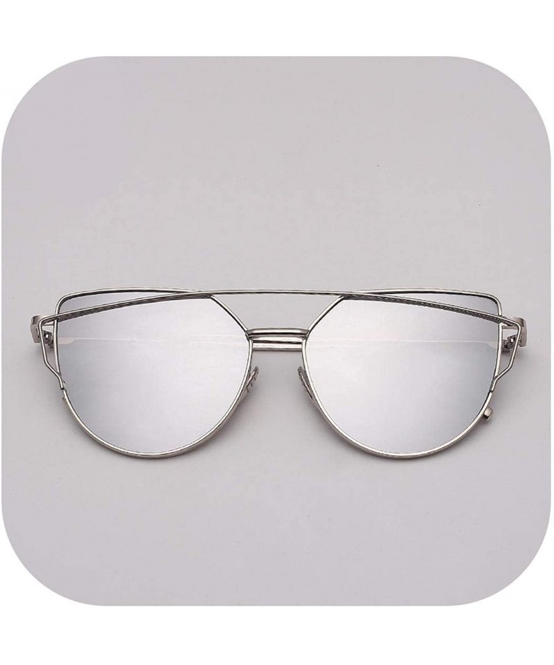 Cat Eye Designer Cat Eye Sunglasses Women Vintage Metal Reflective Glasses Mirror Retro Oculos De Sol Gafas - CN198520HNX $18.96