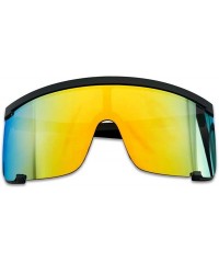 Goggle Oversized 150mm Super Shield Mirrored Lens Sunglasses Retro Flat Top Matte Black Frame - CT18G2KHK5I $14.63
