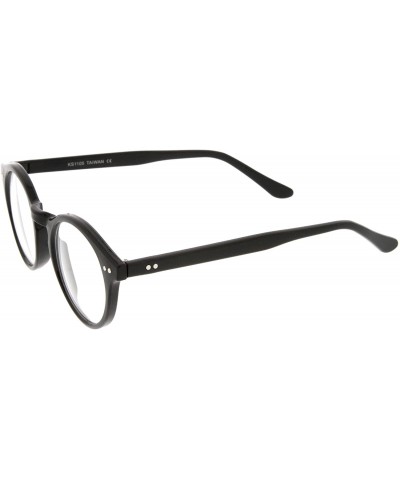 Round Retro Keyhole Nose Bridge Clear Lens P3 Round Glasses 46mm - Black / Clear - C812MZPW9YR $12.70