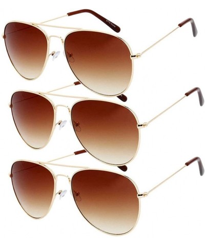 Aviator Retro Vintage Fashion Collection"Quick Strike" Triple Pack - Brown - C918ODQH06N $9.86