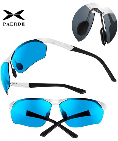 Wrap PAERDE Men's Polarized Sports Sunglasses for men Driving Cycling Fishing Golf Running Metal Frame Sun Glasses - C11963Z8...