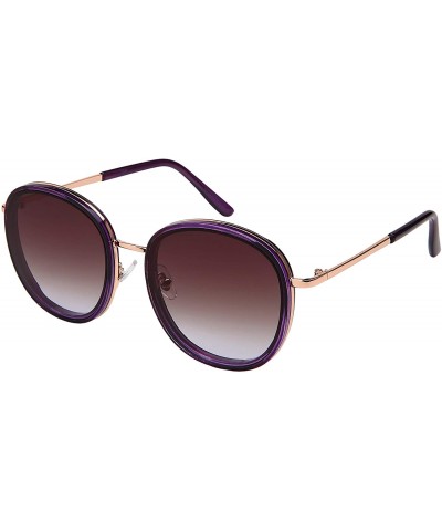 Round Fashion Desginer Inspired Round Sunglasess with Flat Ocean Color Lens Ultralight - CQ18XEZL4SI $12.15