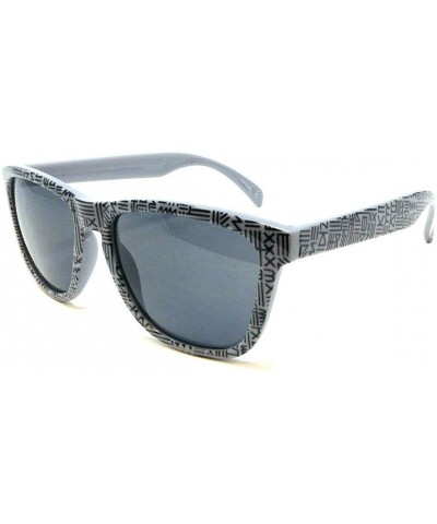 Square Navajo Aztec Navite Tribal Print Classic Square Retro Sunglasses - Grey W/ Black Print Frame - CV18ZEZIQLX $12.39