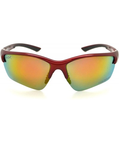 Sport Polarized Mens & Womens Sport Wrap Sunglasses Cycling Running w/Microfiber - Red/Black - CL12KRZWK43 $14.91