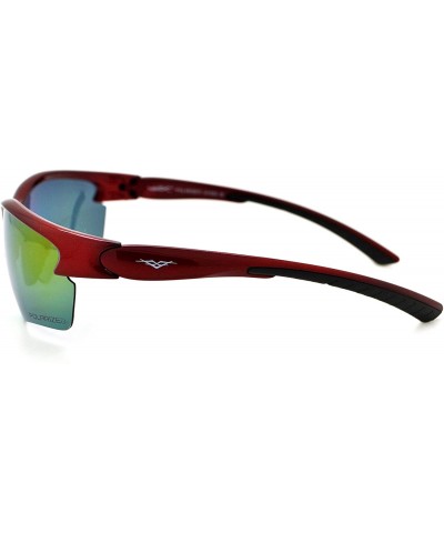 Sport Polarized Mens & Womens Sport Wrap Sunglasses Cycling Running w/Microfiber - Red/Black - CL12KRZWK43 $14.91