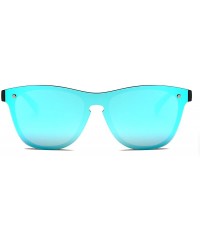 Round Blenders Sunglasses Polarized Sunglasses - Rimless Mirrored Lens Sunglasses JH9004 - Black Frame Blue Mirror - C9189U8U...