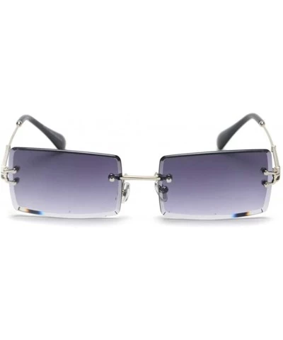 Oversized Fashion Rectangle Rimless Gradient Sunglasses Women Reduce Surface Reflections Sun Glasses - Grey - CY18TW2IZUY $28.50