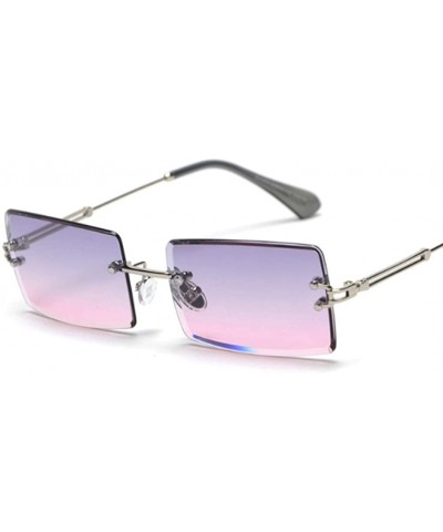 Oversized Fashion Rectangle Rimless Gradient Sunglasses Women Reduce Surface Reflections Sun Glasses - Grey - CY18TW2IZUY $17.10