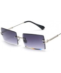 Oversized Fashion Rectangle Rimless Gradient Sunglasses Women Reduce Surface Reflections Sun Glasses - Grey - CY18TW2IZUY $17.10