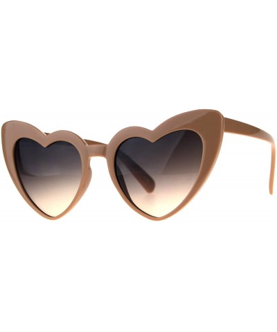 Cat Eye Womens Oceanic Color Lens Heart Shape Cat Eye Valentines Sunglasses - Brown Smoke - CT18C7I2H57 $12.44