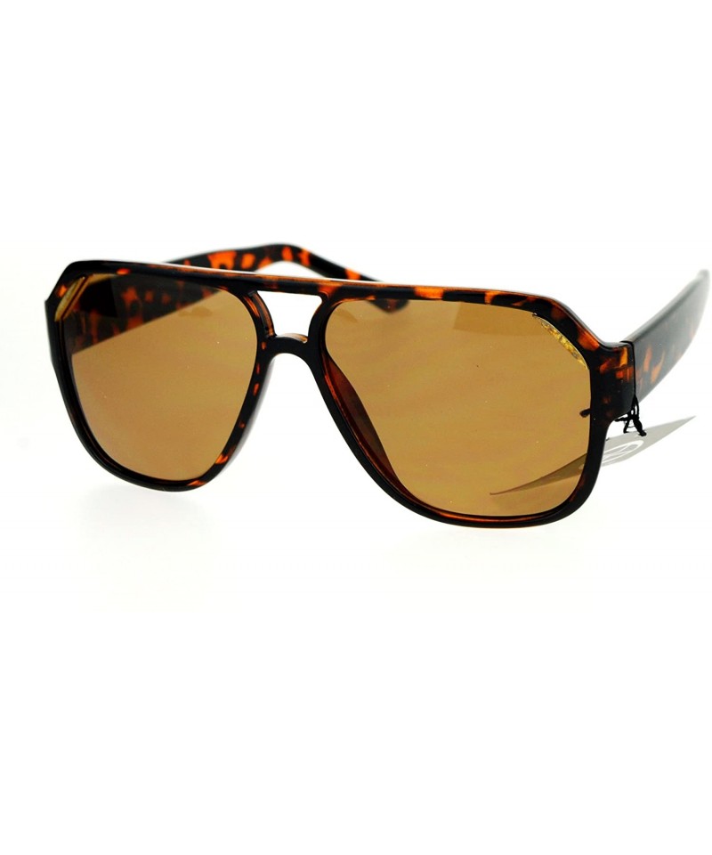 Square Flat Top Designer Fashion Sunglasses Unisex Retro Stylish Shades UV 400 - Tortoise (Brown) - CS1872KWEDK $13.36