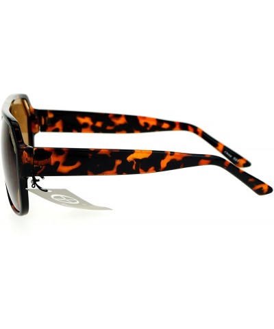 Square Flat Top Designer Fashion Sunglasses Unisex Retro Stylish Shades UV 400 - Tortoise (Brown) - CS1872KWEDK $13.36