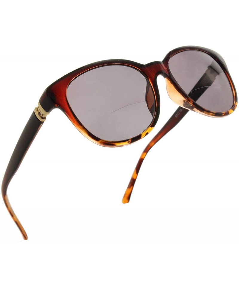 Cat Eye Cateye Bifocal Reading Sunglasses for Women Sunglass Readers with Designer Style - Brown/Leopard - C3182Z9LQ0N $21.76