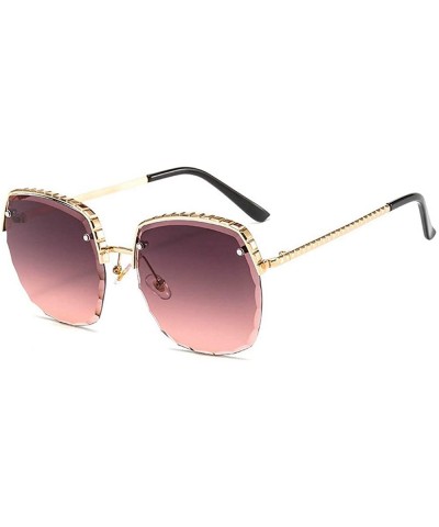 Square Rimless Square Luxury Cut Edge Sunglasses Men Women Fashion Metal Frame Sunglasses UV400 Glasses - Red - CJ192QXTKD4 $...