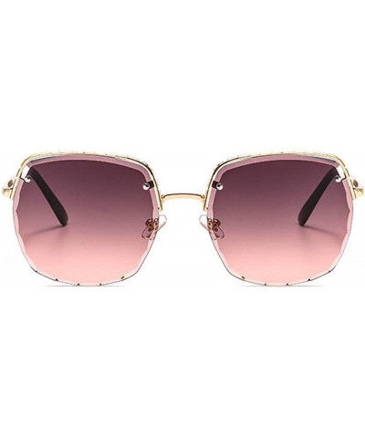 Square Rimless Square Luxury Cut Edge Sunglasses Men Women Fashion Metal Frame Sunglasses UV400 Glasses - Red - CJ192QXTKD4 $...