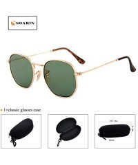 Square SOARIN Metal Frame Sunglasses for Women Retro Square Frame Reflective Lens UV 400 - Darkgreen - CH1827E6LEK $8.68