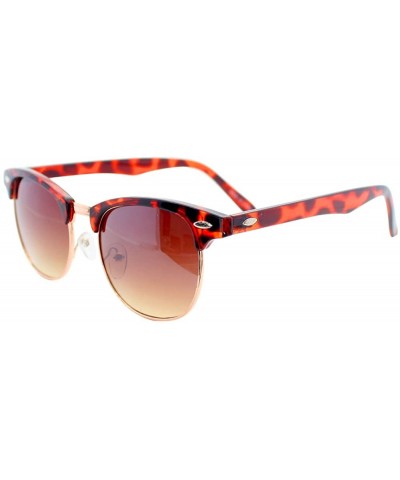 Rimless TZ130b Unisex Vintage Clubmaster Half Frame Sunglasses Fashion Eyewear - Tortoise - CB180NIKI06 $18.72