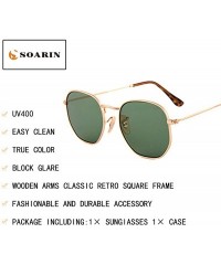 Square SOARIN Metal Frame Sunglasses for Women Retro Square Frame Reflective Lens UV 400 - Darkgreen - CH1827E6LEK $18.86