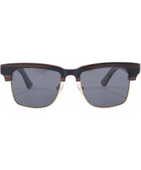 Wayfarer Men's Genuine Wood UV400 Sunglasses Polarized Wooden Glasses-2A03 - Ebony&gold - CM11X1A1R59 $23.06