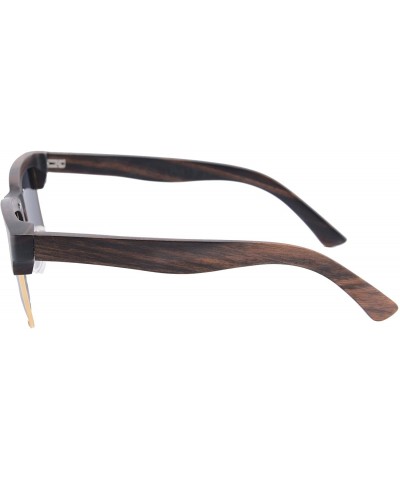 Wayfarer Men's Genuine Wood UV400 Sunglasses Polarized Wooden Glasses-2A03 - Ebony&gold - CM11X1A1R59 $23.06