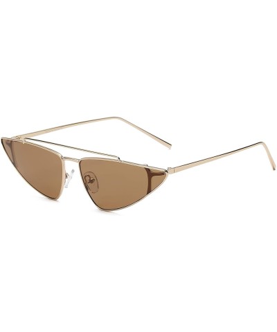 Cat Eye Women Retro Vintage Metal Cat Eye Designer Sunglasses - Brown - CA18I4GQEHG $9.37