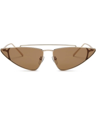 Cat Eye Women Retro Vintage Metal Cat Eye Designer Sunglasses - Brown - CA18I4GQEHG $9.37