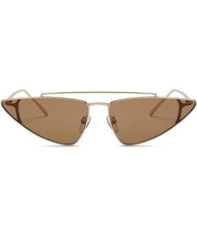 Cat Eye Women Retro Vintage Metal Cat Eye Designer Sunglasses - Brown - CA18I4GQEHG $9.37