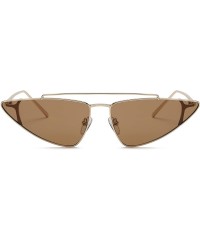 Cat Eye Women Retro Vintage Metal Cat Eye Designer Sunglasses - Brown - CA18I4GQEHG $9.37