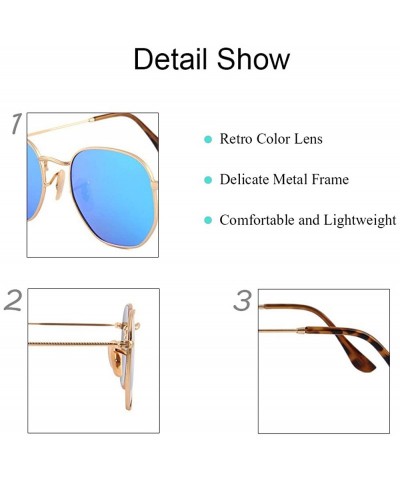 Square SOARIN Metal Frame Sunglasses for Women Retro Square Frame Reflective Lens UV 400 - Darkgreen - CH1827E6LEK $19.10