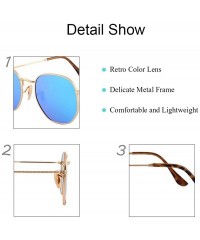 Square SOARIN Metal Frame Sunglasses for Women Retro Square Frame Reflective Lens UV 400 - Darkgreen - CH1827E6LEK $18.86