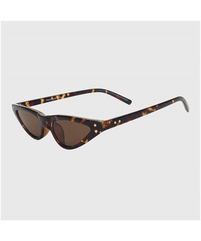 Cat Eye Small Frame Cat Eye Sunglasses for Women Rivet Eyewear UV400 - C2 Leopard Brown - C61987A0E3O $12.83