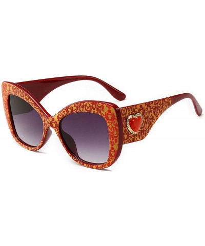 Vintage Cat Eye Sunglasses Women Leopard Frame Charm Red Heart Retro Brand  Designer Sun Glasses Shades Female - C6198A7AWIC