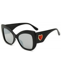 Oversized Vintage Cat Eye Sunglasses Women Leopard Frame Charm Red Heart Retro Brand Designer Sun Glasses Shades Female - C61...