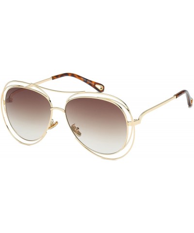 Aviator Amoury Oversize Aviator Sunglasses Metal Double Frame-Gold Frame/Gradual Brown Lens - C4180OWX4MC $18.90