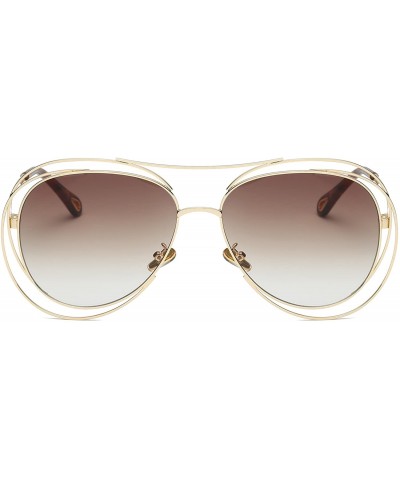 Aviator Amoury Oversize Aviator Sunglasses Metal Double Frame-Gold Frame/Gradual Brown Lens - C4180OWX4MC $18.90