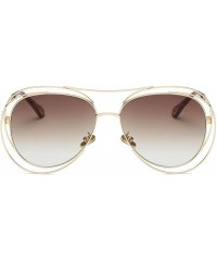 Aviator Amoury Oversize Aviator Sunglasses Metal Double Frame-Gold Frame/Gradual Brown Lens - C4180OWX4MC $18.90